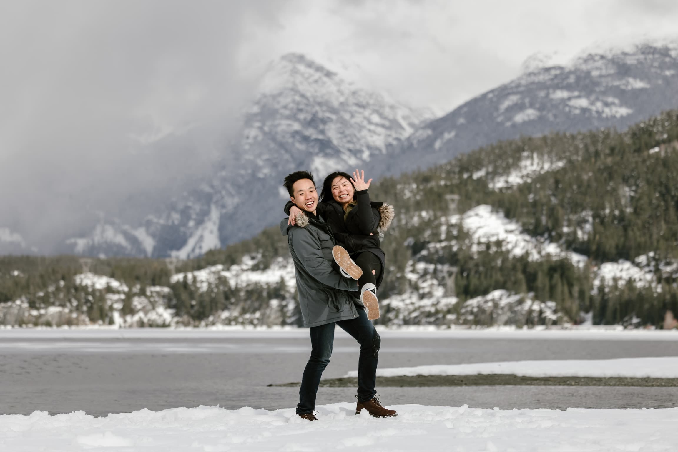 Danny and Joanna in Whistler after the proposal